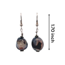 Black Chalcedony 15x14.5x10mm Tumble Plain Dangle Gemstone Earrings