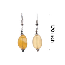 Yellow Chalcedony 16x11x8mm Tumble Plain Dangle Gemstone Earrings