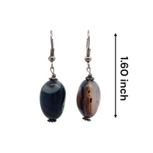 Black Chalcedony 18x13x10mm Tumble Plain Dangle Gemstone Earrings