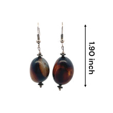 Black Chalcedony 22x16x13mm Tumble Plain Dangle Gemstone Earrings