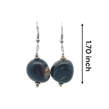 Black Chalcedony 18x17x12mm Tumble Plain Dangle Gemstone Earrings