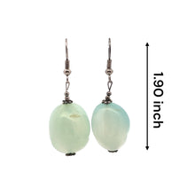 Green Chalcedony 24x18x15mm Tumble Plain Dangle Gemstone Earrings