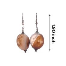 Brown Chalcedony 21x19x13mm Tumble Plain Dangle Gemstone Earrings