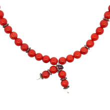 Natural Orange Coral Plain Ball Semiprecious Necklace