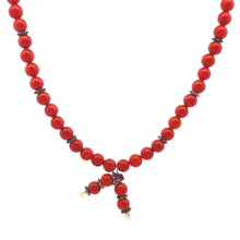 Natural Orange Coral Plain Ball Semiprecious Necklace