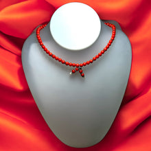 Natural Orange Coral Plain Ball Semiprecious Necklace