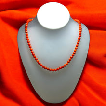 Natural Coral Plain 6mm Ball Semiprecious Necklace