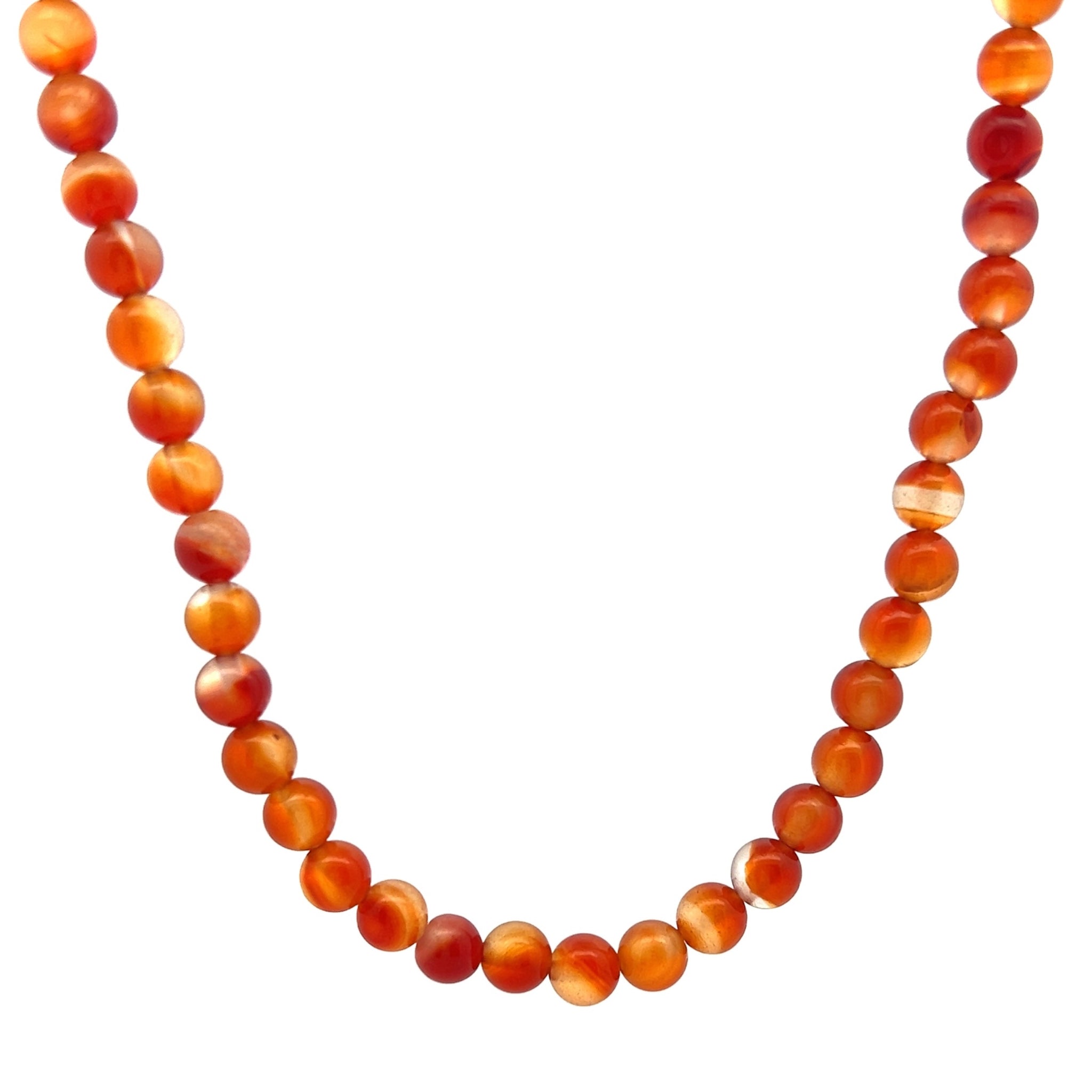 Natural Carnelian Plain 6mm Ball Semiprecious Necklace