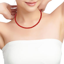 Natural Coral Plain Ball 5mm Semiprecious Necklace