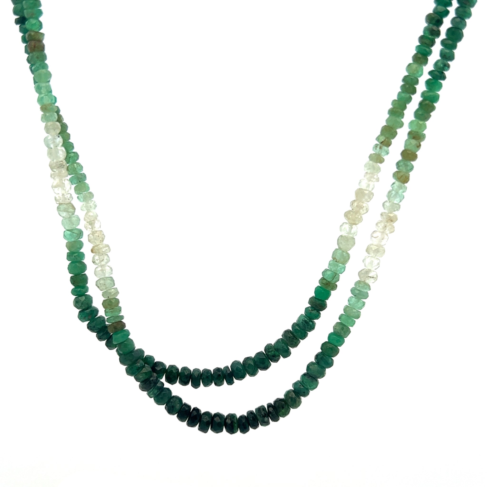 Natural Shaded Emerald Rondelle Facet Cut Beads Precious Necklace