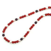 Natural Coral & Garnet Pearl Chakras Gemstone Necklace