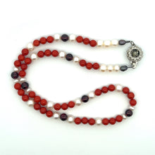 Natural Coral & Garnet Pearl Chakras Gemstone Necklace