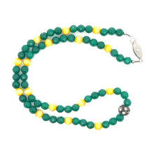 Handmade Green Yellow Glass Facet 6mm Ball Necklace