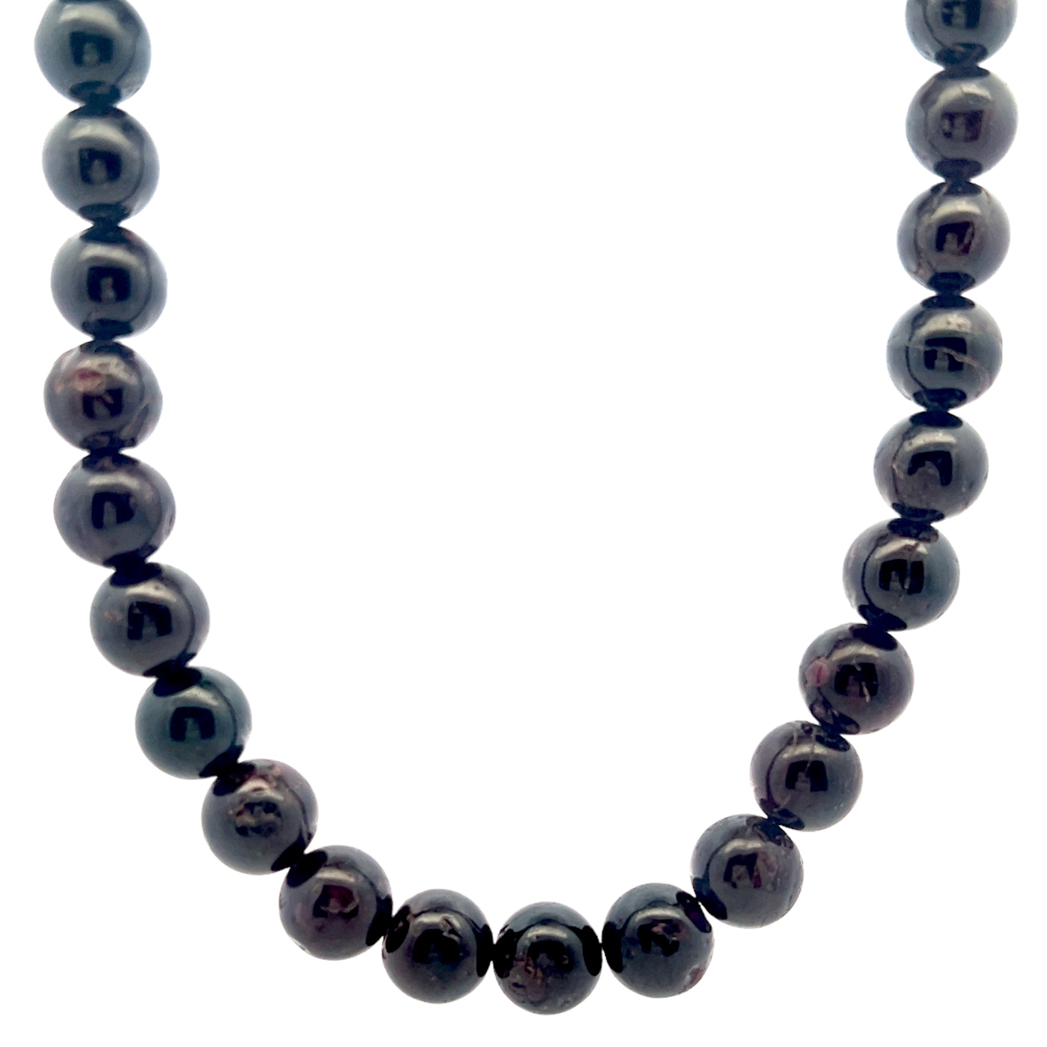 Natural Garnet Plain Ball Semiprecious Necklace