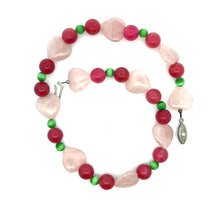 Natural Rose Quartz Jade with Glass Facet Ball Handmade Necklace