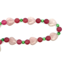 Natural Rose Quartz Jade with Glass Facet Ball Handmade Necklace