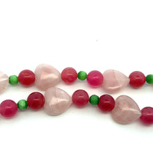 Natural Rose Quartz Jade with Glass Facet Ball Handmade Necklace