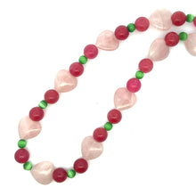 Natural Rose Quartz Jade with Glass Facet Ball Handmade Necklace