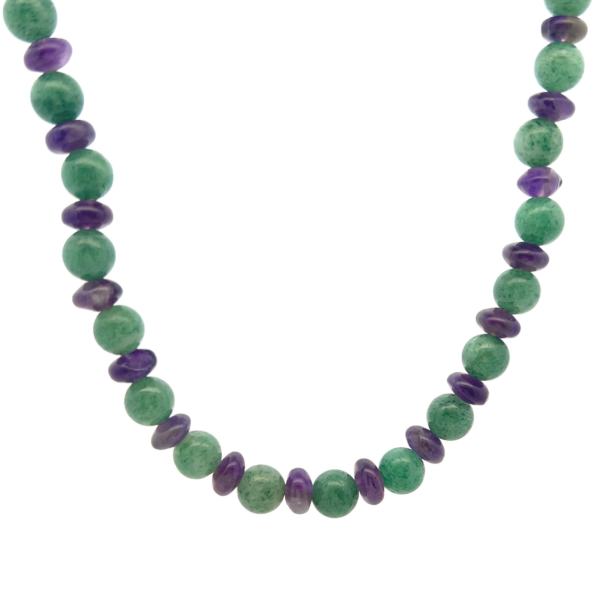 Natural Jade & Amethyst Semiprecious Gemstone Necklace