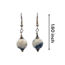 Blue White Sodalite 12mm Ball Plain Dangle Gemstone Earrings