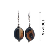 Black Chalcedony 22x16x13mm Tumble Plain Dangle Gemstone Earrings