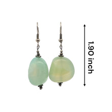 Green Chalcedony 24x18x15mm Tumble Plain Dangle Gemstone Earrings