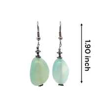 Green Chalcedony 24x18x15mm Tumble Plain Dangle Gemstone Earrings