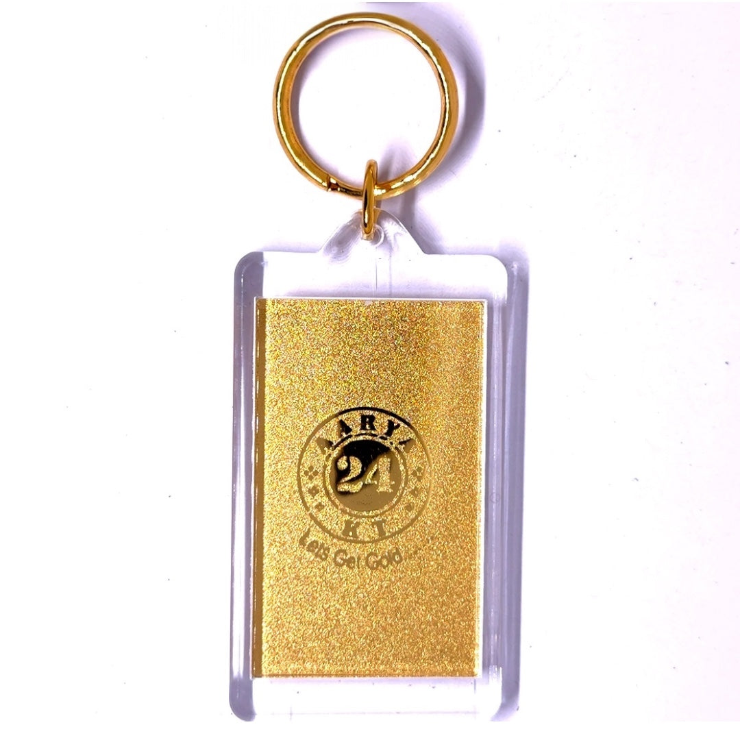 Goddess Lakshmi Blessing Keychain Laser Engraved 24K Gold Foil Good Luck Fortune Gift