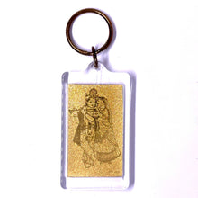 Radha Krishna 24K Gold Foil Talisman Laser Engraved Devotional Art Keychain