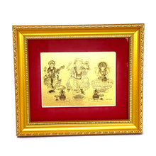 24K Gold Foil Ganesh, Lakshmi & Saraswati Blessed Gift of Prosperity, Wisdom & Fortune Divine Trio Gift Frame