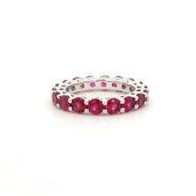 18K White Gold Natural Round Ruby Full Eternity Band Ring | Classic Wedding Anniversary Jewelry