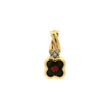 14K Yellow Gold Natural Diamond & Garnet Floral Clover Pendant | January Birthstone Jewelry
