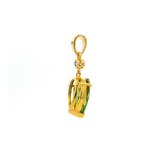 18K Yellow Gold Natural Diamond & Pear-Shaped Peridot Drop Pendant | Timeless Gemstone Jewelry