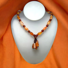 Natural Carnelian Balloon & Garnet Gemstone 15.5 inch Necklace Jewelry