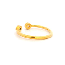 18K Yellow Gold Open Cuff Ring | Natural Black & White Diamond Bezel-Set Duo | Modern Minimalist Design