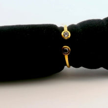 18K Yellow Gold Modern Cuff Ring | Bezel-Set Black and White Duo Diamond | Elegant Stackable Style