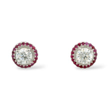 18K White Gold Natural Diamond Solitaire Stud Earrings | Ruby Halo Design | Timeless Classic Jewelry