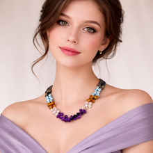 Natural Rose Quartz Smoky Quartz Swiss Blue Topaz Citrine Amethyst Gemstone Necklace