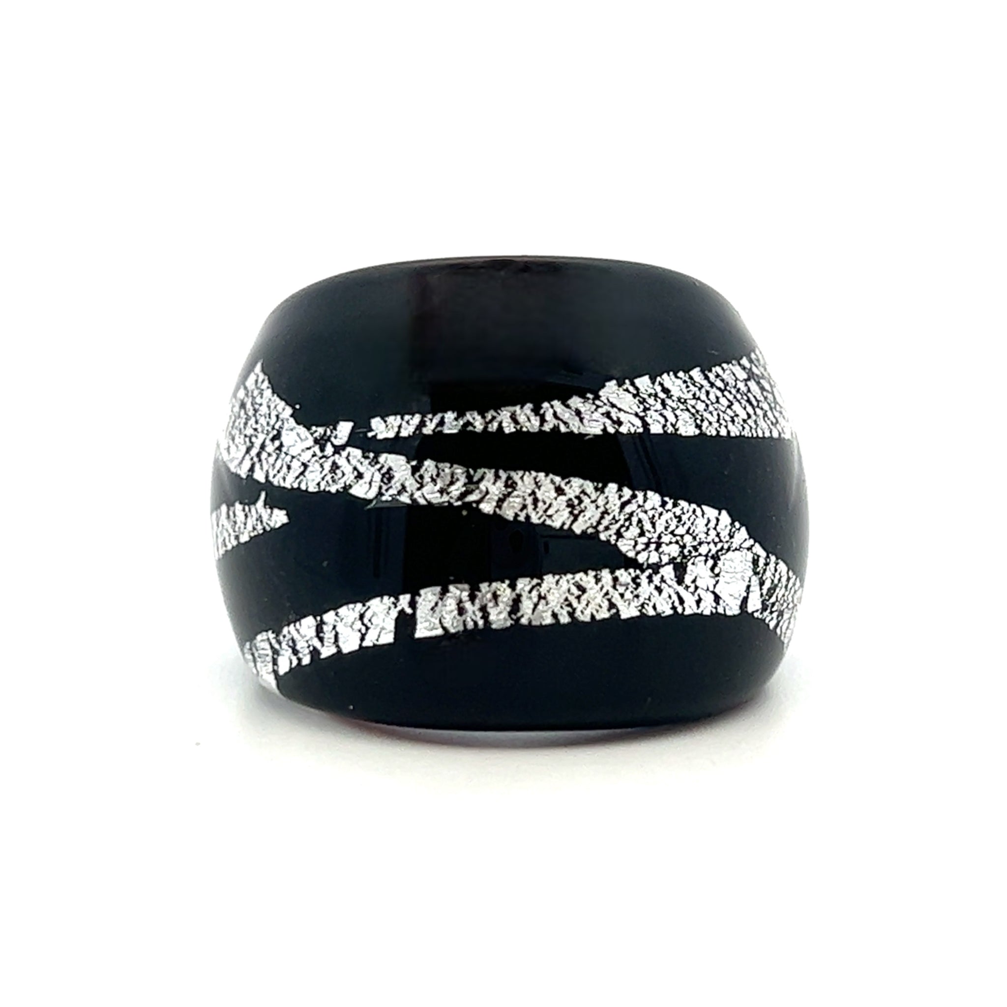 Handmade Glass Acrylic Ring Silver Streak Urban Edge Infinity Band