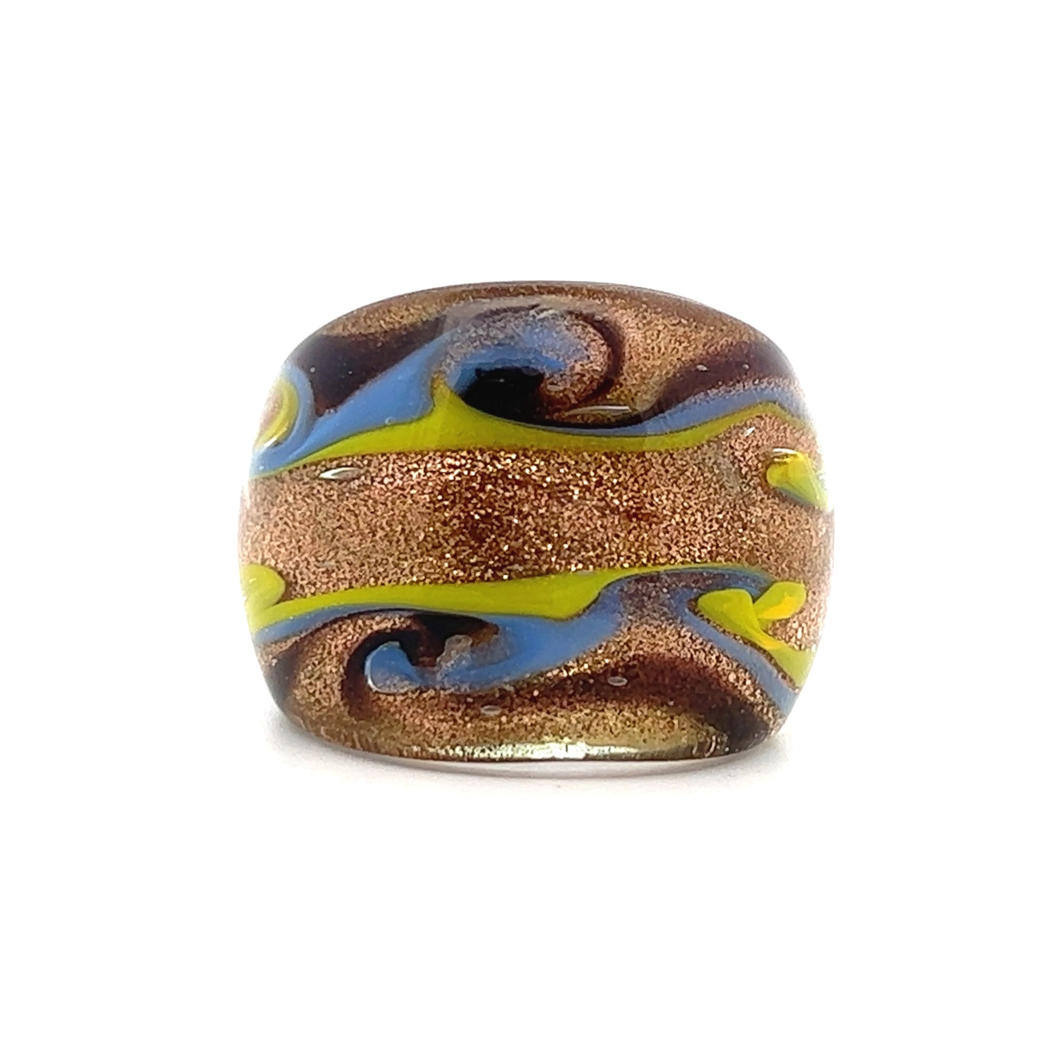 Handmade Glass Acrylic Ring Chromatic Arabesque Golden Infinity Band