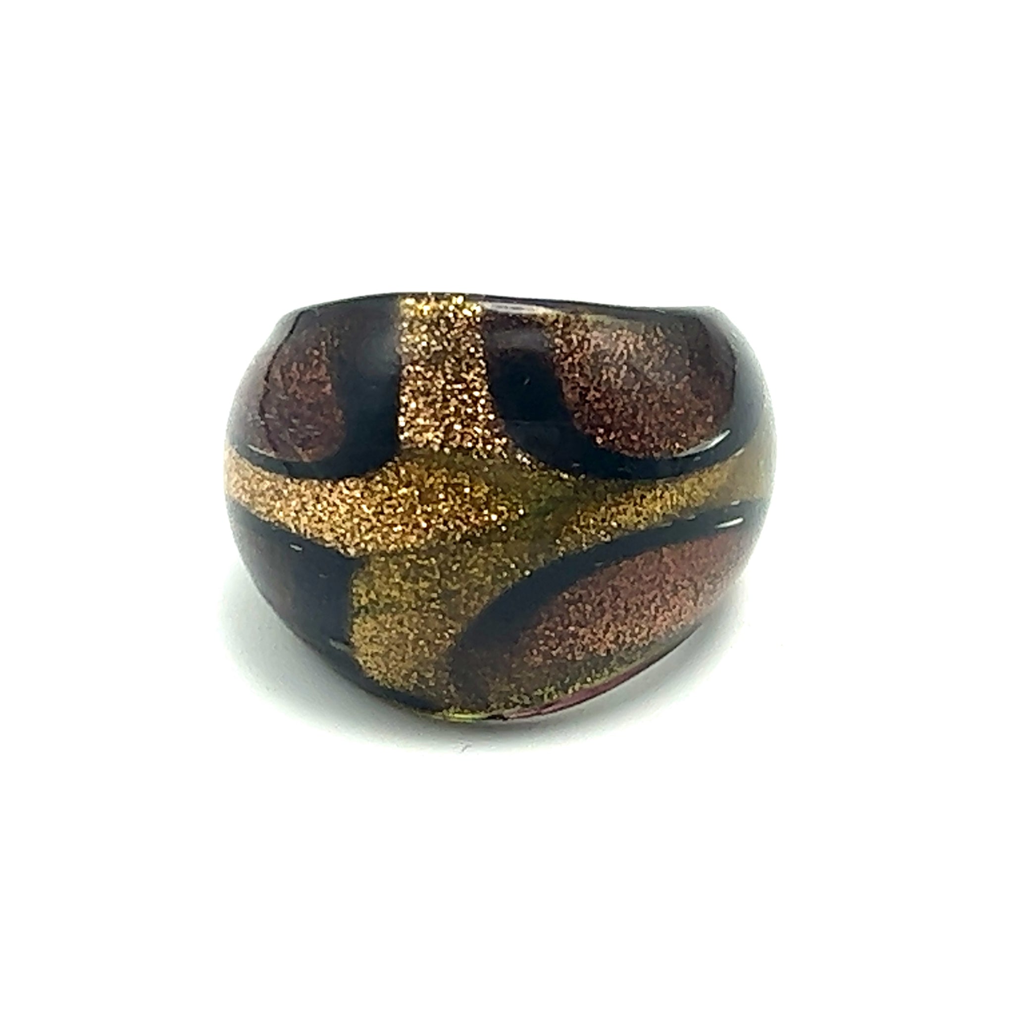 Handmade Glass Acrylic Ring Gilded Foliage Infinity Band