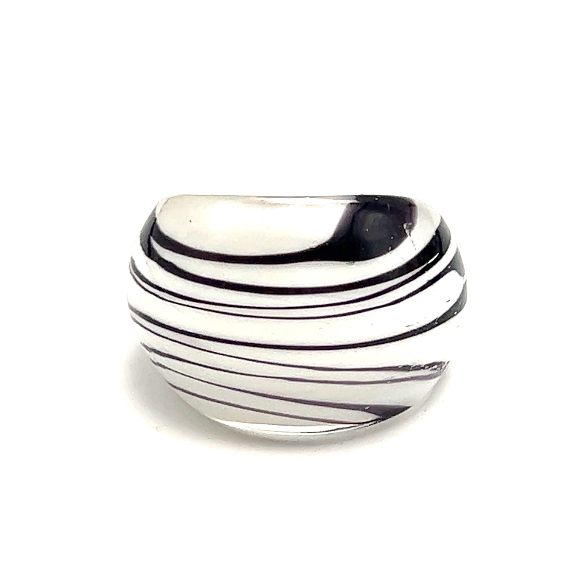 Handmade Glass Acrylic Ring Zebra Stylist Opulent Infinity Band