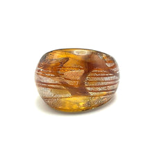 Handmade Glass Acrylic Ring Amber Radiance Silver Luster Infinity Band