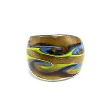 Handmade Glass Acrylic Ring Golden Arabesque Chromatic Infinity Band