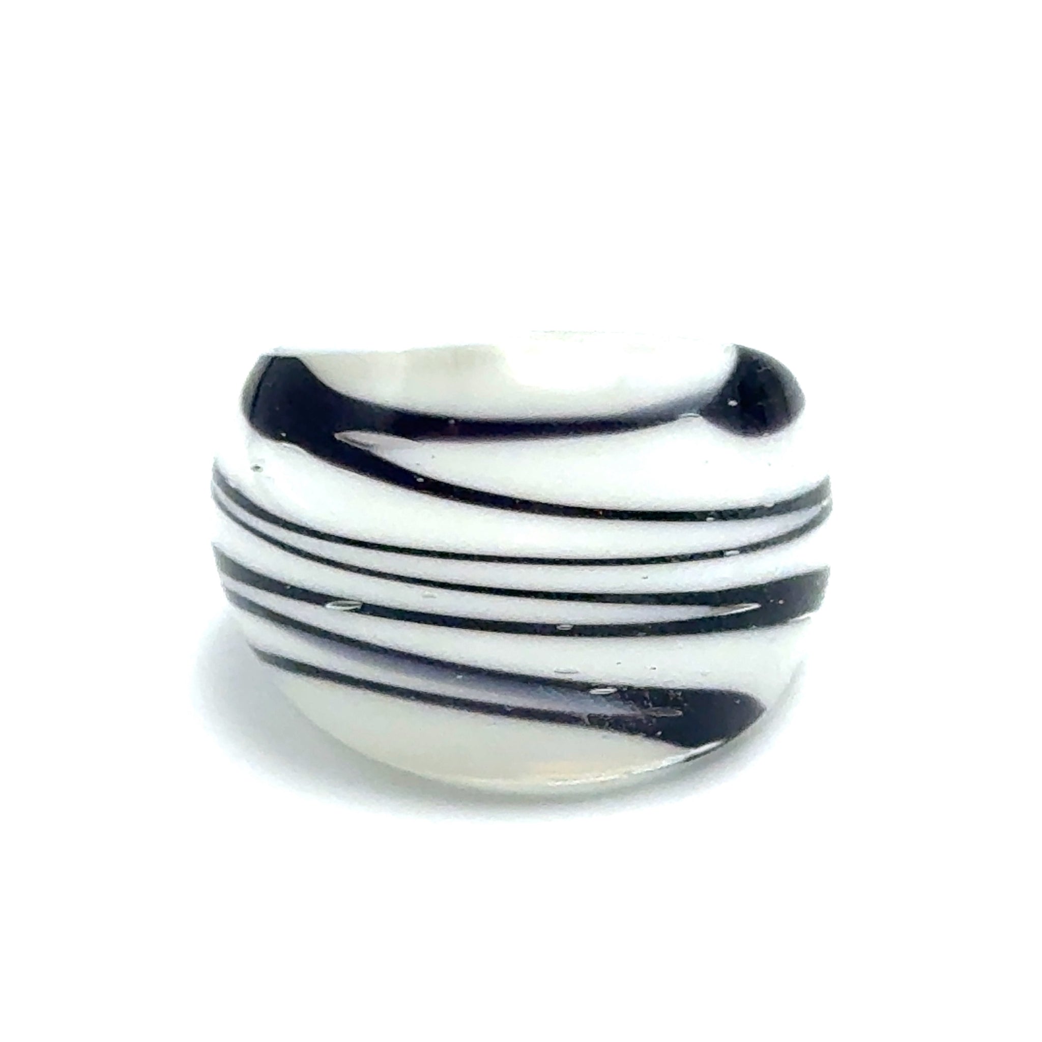 Handmade Glass Acrylic Ring Stylist Opulent Zebra Infinity Band