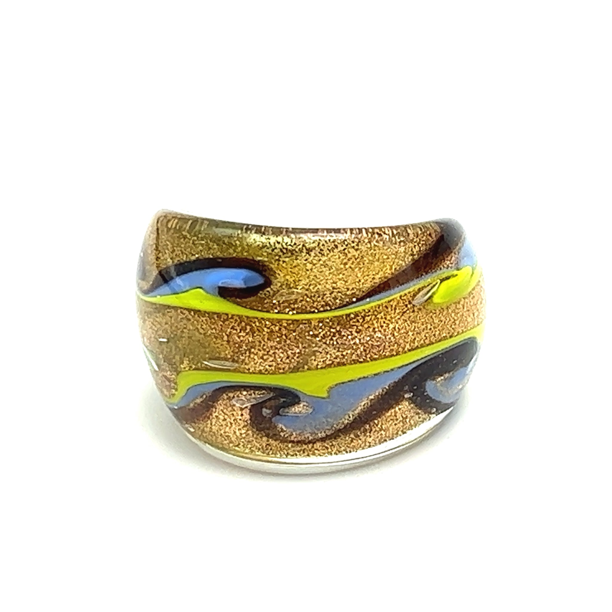 Handmade Glass Acrylic Ring Arabesque Chromatic's Golden Infinity Band