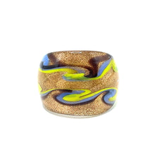 Handmade Glass Acrylic Ring Chromatic's Golden Arabesque Infinity Band