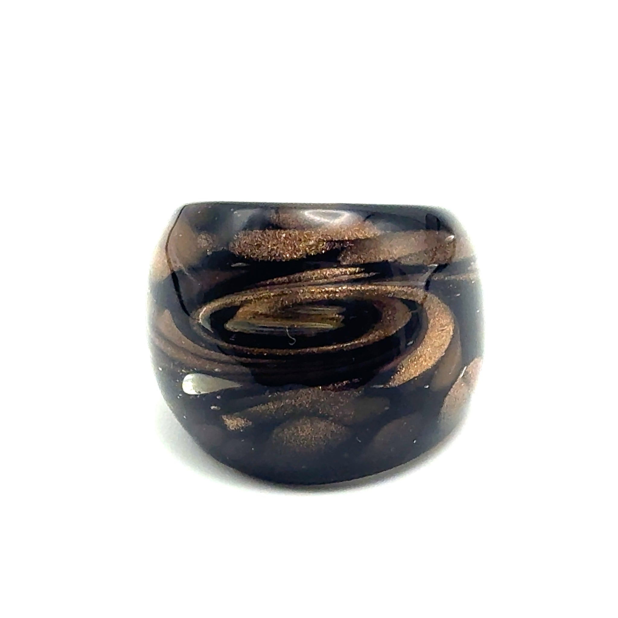 Handmade Glass Acrylic Ring Brown Galaxy Ray Black Crystal Infinity Band