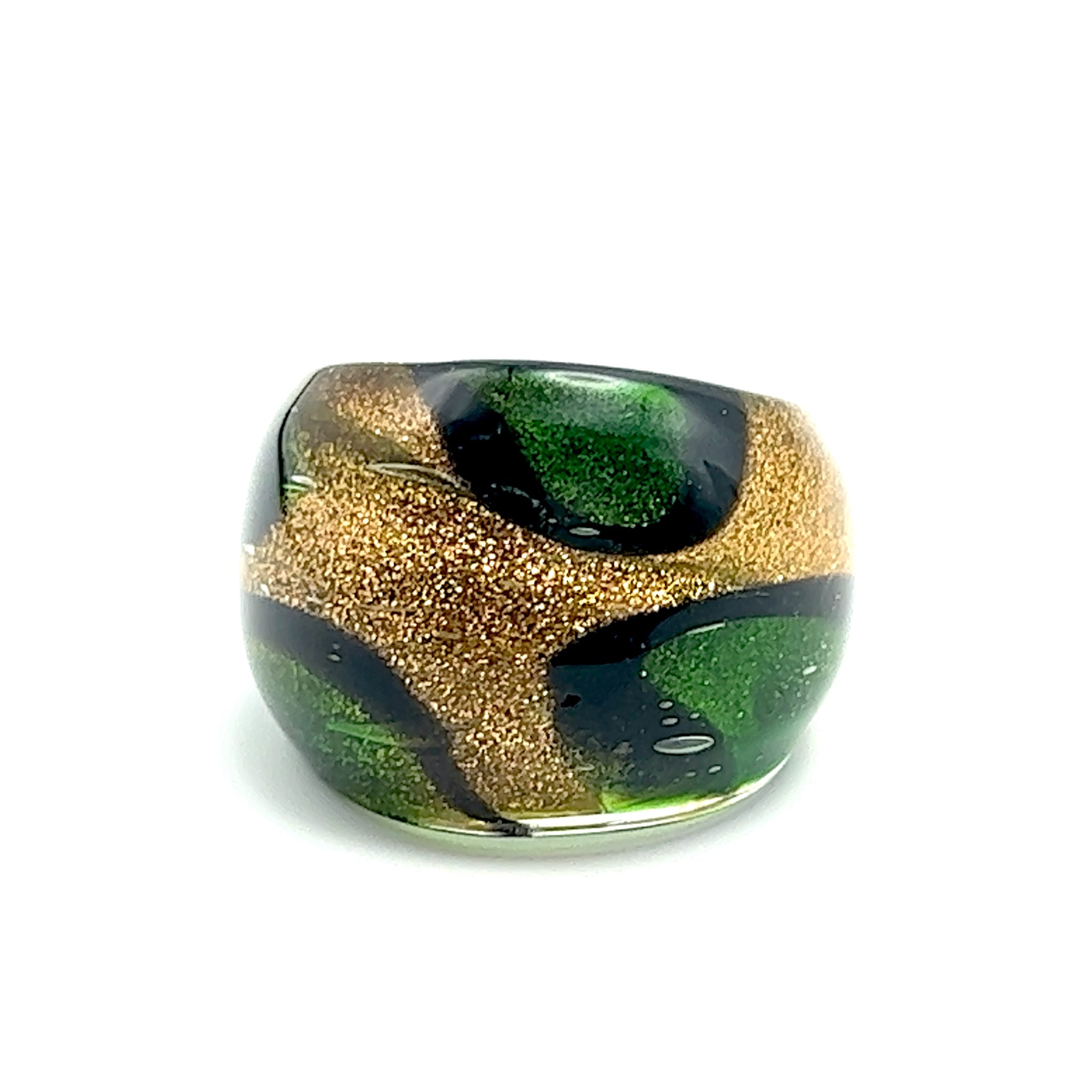 Handmade Glass Acrylic Ring Golden Meadow's Blossom Infinity Band