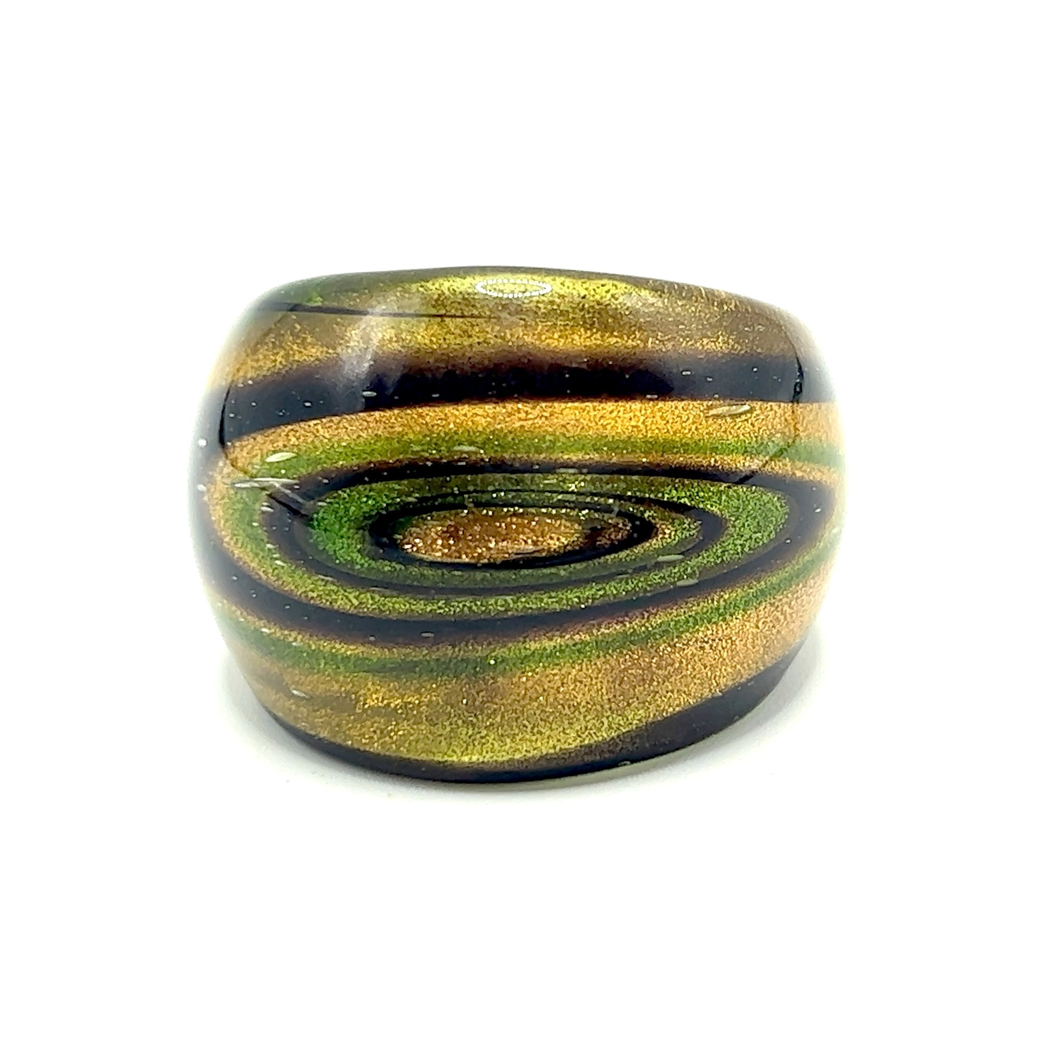 Handmade Glass Acrylic Ring Nature's Galaxy Gilded Infinity Band